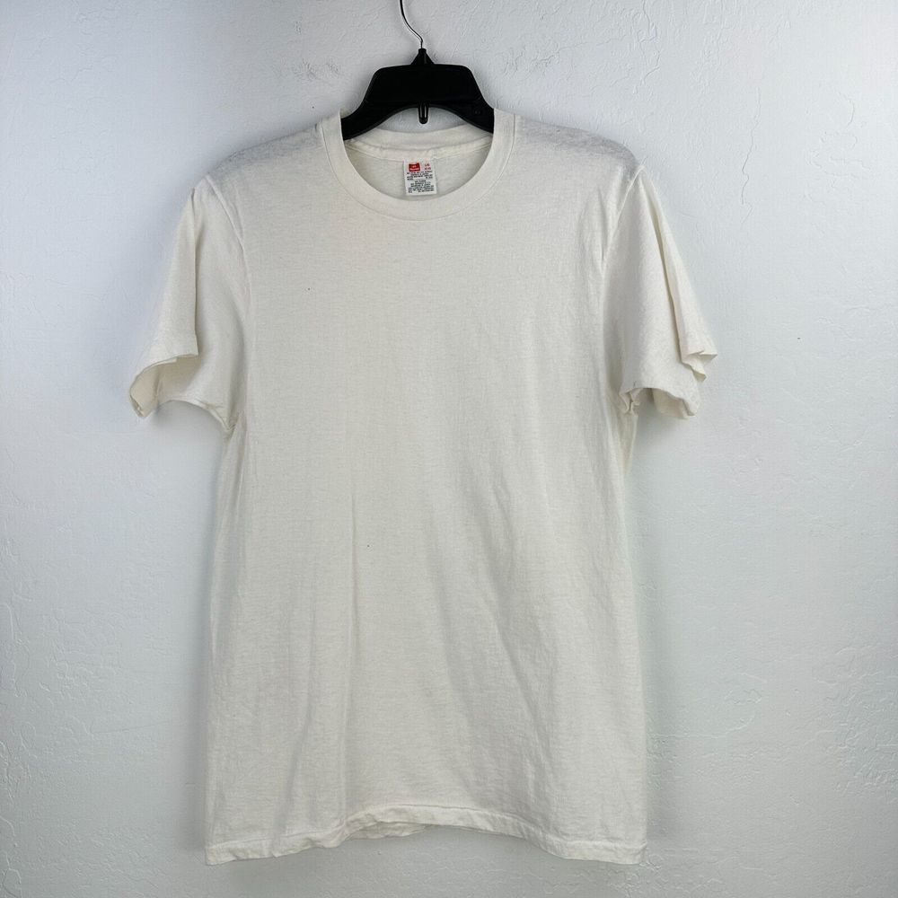 Vintage Hanes Tshirt‎ Mens L White Cotton Short Sleeve Crew Neck Grunge Skate